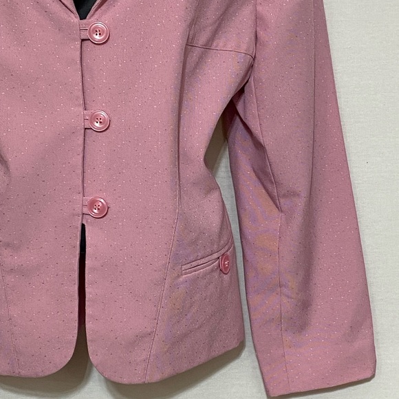 E-32 Sag Harbor PLUS SIZE 16 Pink Dotted Blazer Suit Jacket - Picture 5 of 15